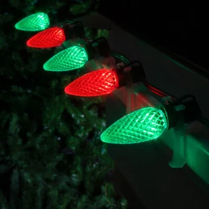 50 C9 OptiCore Candy Cane Red Green LED Christmas String Lights, Green Wire 50ft - Picture 1 of 13