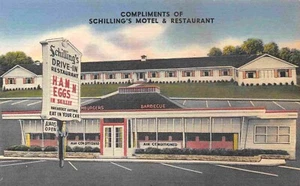 Postal de lino Schilling Motel Restaurant US Route 25 42 Covington Kentucky - Imagen 1 de 2