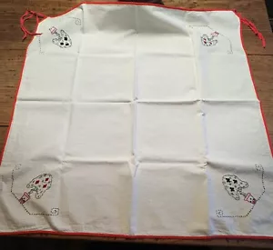 Antique HAND STITCHED Bridge Card Table Cover Mid Century Suits Vtg Tie Down 29" - Picture 1 of 5