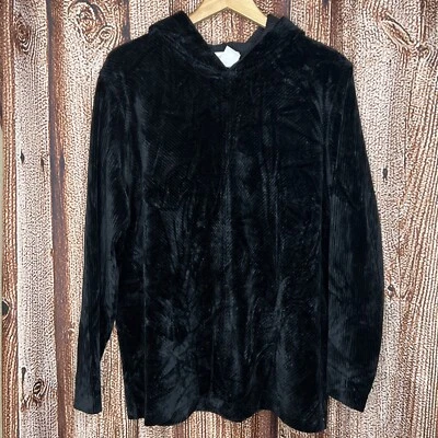 Jones New York Size 1X Vintage Black Corduroy Hoodie Womens - Image 1 of 3