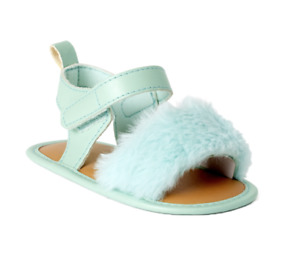 First Steps by Stepping Stones Faux Fur Baby Girls Sandals Size 6-9 Months