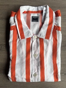 Todd Snyder Striped Raglan Sleeve Shirt Orange/White X-Large - Picture 1 of 5