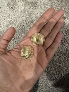 Clip On Gold Stud Earrings Statement Chunky Big Bold Round Pageant - Picture 1 of 6