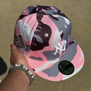 NEW Pink Bape Camo New York Yankees 1999 World Series 59FIFTY New Era Fitted Hat