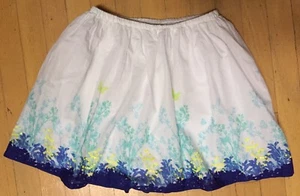 Lands End Kids Girls sz 10 White Blue Skirt w Sequin Flowers Butterflies - Picture 1 of 7