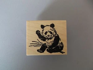 100 PROOF PRESS RUBBER STAMPS PANDA WAVING NEW STAMP - Picture 1 of 1