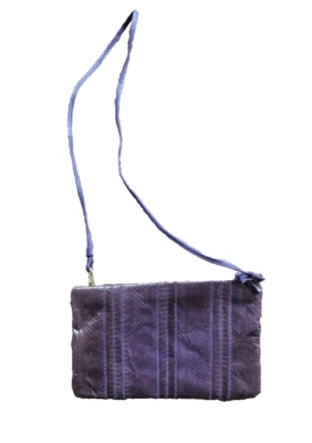 Bolso Clemente Púrpura Profundo PIEL DE SERPIENTE de Colección Años 80 Cartera de Hombro 6 1/2" x 10 1/2" Foto 1 de 4