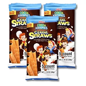 Pajitas de chocolate con oblea de cereal para cacao Krispies, diversión para beber leche 5 unidades de 3 paquetes - Imagen 1 de 3
