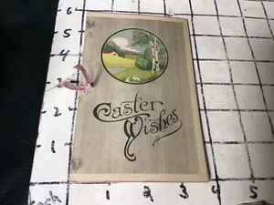 Early Original Hand Painted EASTER WISHES card w poem - Fancy but undated - Picture 1 of 4