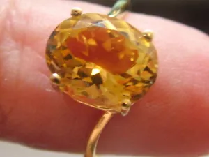 ANILLO SOLITARIO ORO AMARILLO EN PLATA CON PIEDRA CITRINO COLOR MIEL - Foto 1 di 2