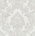 Damask Wallpaper In Metallic Colours On A Textured Background - Grey And Silver