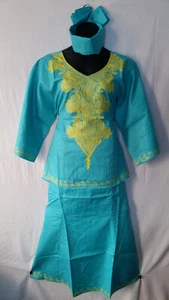 Mujeres africanas Ropa Falda Traje Dashiki Atuendo Espuma de Mar Talla Gratis # 9323 - Imagen 1 de 12