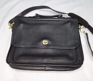 VINTAGE COACH AKTENTASCHE TASCHE SCHWARZ LEDER - Bild 1 von 7