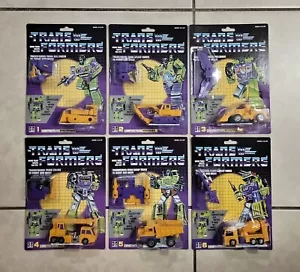 TRANSFORMERS G1 G2 CARDED YELLOWCONSTRUCTICONS IN US MOSC! DECEPTICON DEVASTATOR - Picture 1 of 3