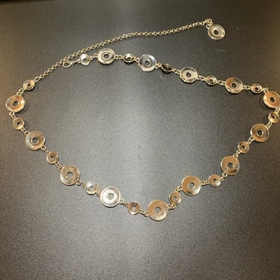 Cinturón de cadena de eslabones circulares tono plata 32-41 pulgadas Foto 1 de 4