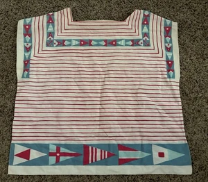 Vintage VERA Neumann Nautical Cotton Jollytop Square Blouse Size S-M Flag Anchor - Picture 1 of 9