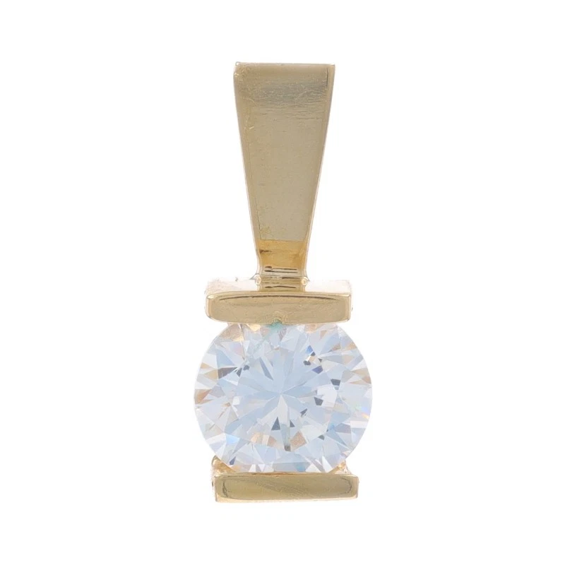 Кулон из желтого золота с одним цирконием круглый бриллиант 14 карат 0,90 карата - Изображение 1 из 4