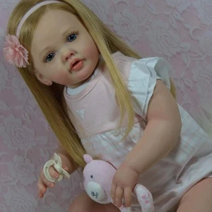 26" Artist Finished Reborn Baby Doll Long Hair Toddler Girl Cloth Body Kids Gift - Bild 1 von 2