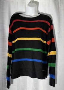 Peace Love World Sweater with Rainbow Stripes Size Small - Picture 1 of 3