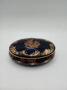 Vintage Limoges Frankreich Kobaltblau Oval Porzellan Schmuck Schmuckkästchen - Bild 1 von 11