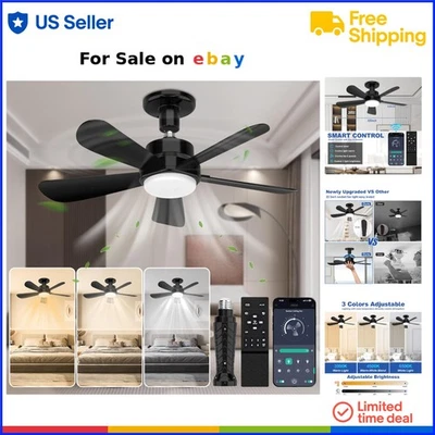 Ceiling Fan Light E26 Socket LED Remote App Control Dimmable 3 Color - Image 1 of 4