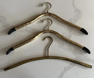 2 perchas para ropa Lee Rowan MCM Hollywood Regency latón chapado en oro 24K + Foto 1 de 3