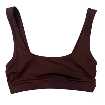 Sujetador deportivo Skims talla X-pequeño marrón cuello redondo suéter salón correas anchas Foto 1 de 4