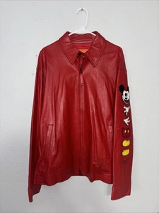 Chaqueta de Cuero Disney History Iceberg Mickey Mouse Roja Italia MUY RARA De Colección - Imagen 1 de 13
