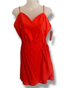 Gianni Bini GB Faux Wickelkleid koralle Träger Knoten vorne Sommer Gr. Large neu mit Etikett - Bild 1 von 13