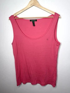 Ralph Lauren geripptes Tank Top Damen XL rosa Basic Closet Staple Sommer dehnbar - Bild 1 von 7