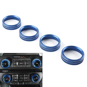 4x Interruptor de aire acondicionado CD botón anillo perilla embellecedor azul para Ford F150 XLT 15-20 - Imagen 1 de 10