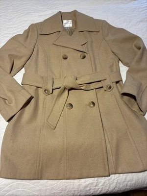 Croft & Barrow Women’s Tan Wool Blend Double Breasted Lined Coat Peacoat Medium - Image 1 of 4