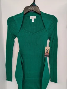 Sofia Vergara Womens Belted Rib Knit Midi Dress, Green - All Sizes! - Picture 1 of 5
