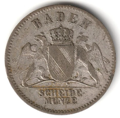 1868 German State Baden 3 Kreuzer Low Mintage Silver Nice Free Shipping - Image 1 of 2