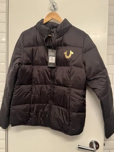 True Religion Puffer Jacket X-Large XL Light Logo Full Zip Casual Active - Bild 1 von 5