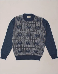 Suéter Jersey CERRUTI Para Mujer Gráfico Cuello Redondo Reino Unido 14 Mediano Azul Marino BH20 - Imagen 1 de 4