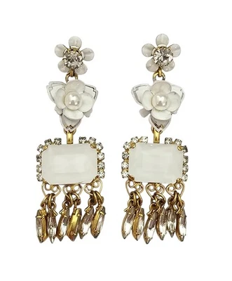 Pendientes colgantes de vidrio facetado con estrás floral Elizabeth Cole Foto 1 de 4