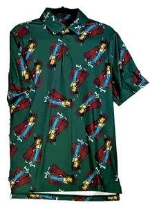 Sosik Golf Polo Herren S grün Golfer Print Performance African American Man - Bild 1 von 7