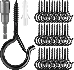 Q Hangers 100 Stück Schraubhaken für Außenlichterketten, 100 Stück, schwarz  - Bild 1 von 9