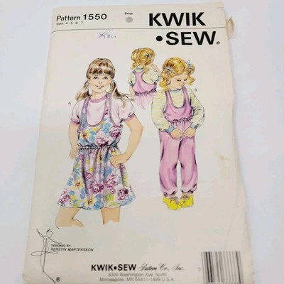 Kwik Sew 1550 Girls Jumper Jumpsuit & Shirt Sizes 4-7 Sewing Pattern vintage - Image 1 of 4