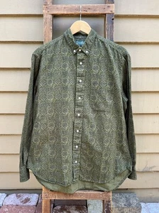 Gitman Bros Vintage Green Paisley Floral Button Up Shirt L - Picture 1 of 13