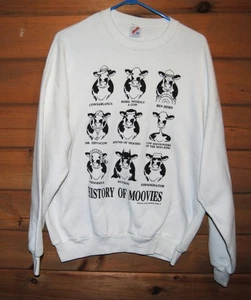 ¡VACAS! Sudadera humorística History of MOOVIES 1992 vintage - talla XL - hecha en EE. UU. - Imagen 1 de 4