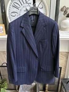 FALLAN & HARVEY Savile Row Bespoke men's suit jacket - navy blue pinstripe - 44R - Picture 1 of 7
