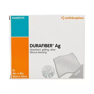 Smith & Nephew Durafiber Ag Silver Fibrous Wound Dressing 4x4in 66801174 10/Box - Picture 1 of 2