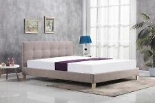 Bergen button mink fabric bed with memory foam mattress - 4ft6, 5ft 