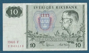 Sweden banknotes 10 Kronor 1968. Sverges Riksbank.Original banknotes ! - Picture 1 of 2