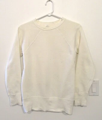1950S VINTAGE PENNYS SWEATSHIRT 50S ERA TAG WHITE RAGLAN 3.5" HEM S CREWNECK P5 - Image 1 of 4