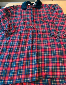VICTORIA’S SECRET COUNTRY PLAID TARTAN FLANNEL NIGHT SHIRT VELVET COLLAR SZ M - Picture 1 of 6
