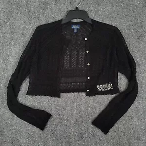 Polo Ralph Lauren Lace Top Black Cardigan Womens 12-14 Large - Picture 1 of 10