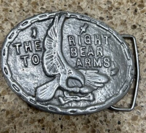 THE RIGHT TO BEAR ARMS** BELT BUCKLE Solid Pewter - Picture 1 of 4